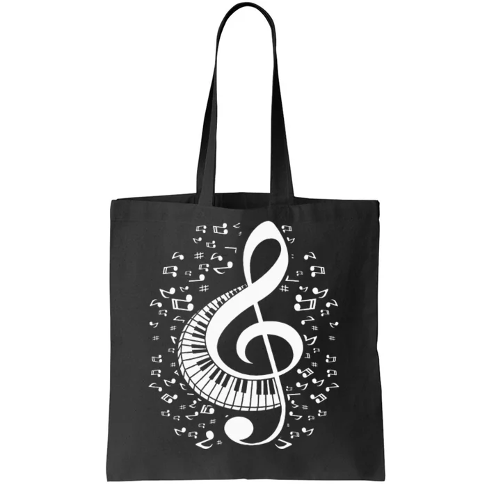 Treble Clef Keyboard Classical Music Notes Pianist Piano Tote Bag