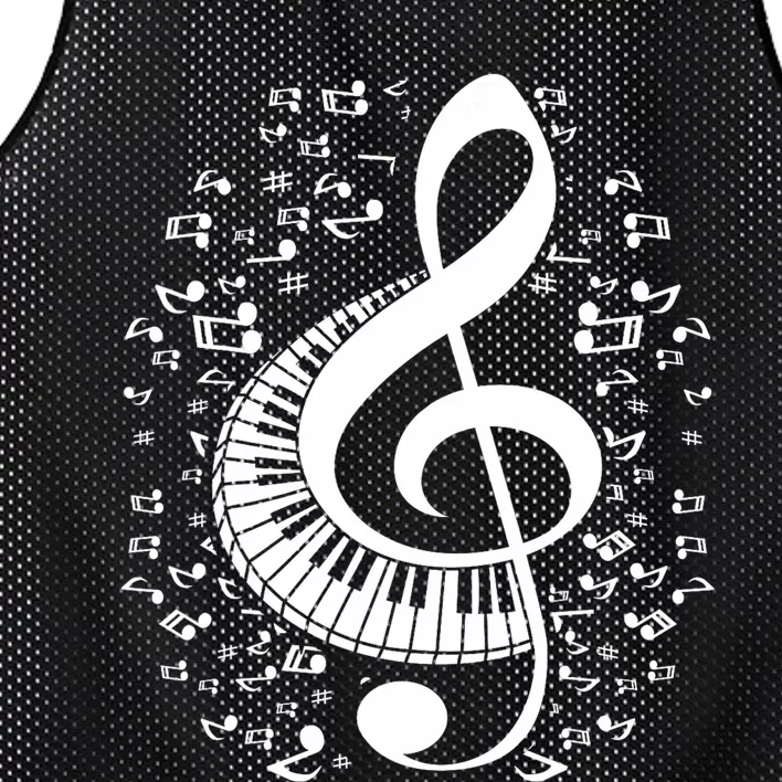 Treble Clef Keyboard Classical Music Notes Pianist Piano Mesh Reversible Basketball Jersey Tank