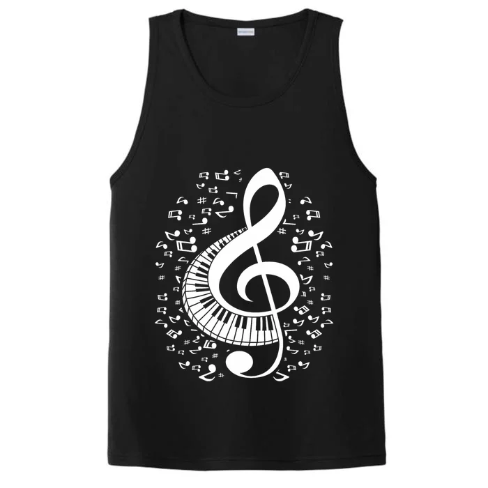 Treble Clef Keyboard Classical Music Notes Pianist Piano Performance Tank