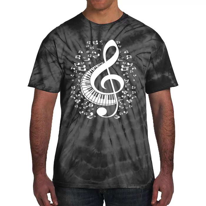 Treble Clef Keyboard Classical Music Notes Pianist Piano Tie-Dye T-Shirt