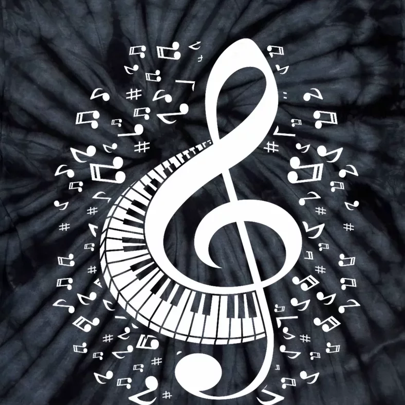 Treble Clef Keyboard Classical Music Notes Pianist Piano Tie-Dye T-Shirt