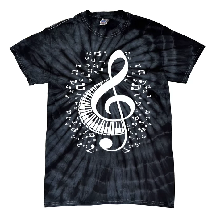 Treble Clef Keyboard Classical Music Notes Pianist Piano Tie-Dye T-Shirt