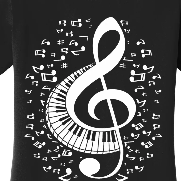 Treble Clef Keyboard Classical Music Notes Pianist Piano Women's T-Shirt