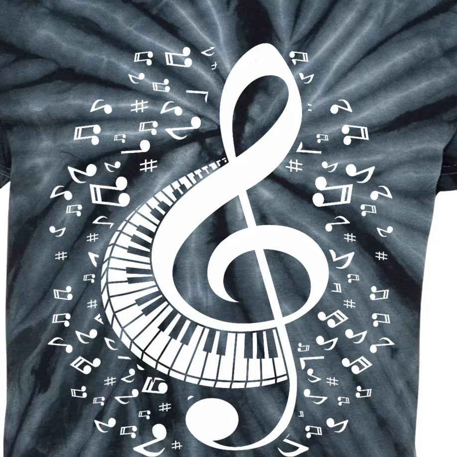 Treble Clef Keyboard Classical Music Notes Pianist Piano Kids Tie-Dye T-Shirt