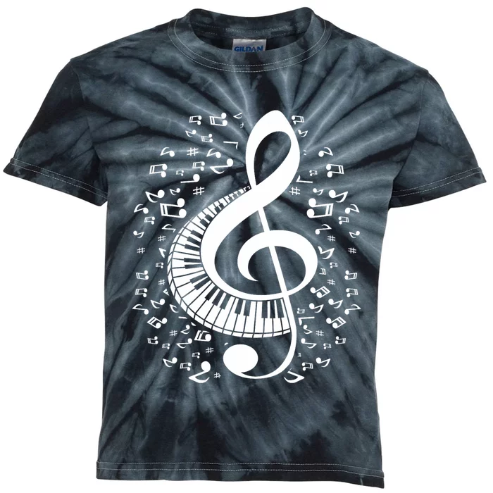 Treble Clef Keyboard Classical Music Notes Pianist Piano Kids Tie-Dye T-Shirt