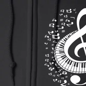 Treble Clef Keyboard Classical Music Notes Pianist Piano Full Zip Hoodie