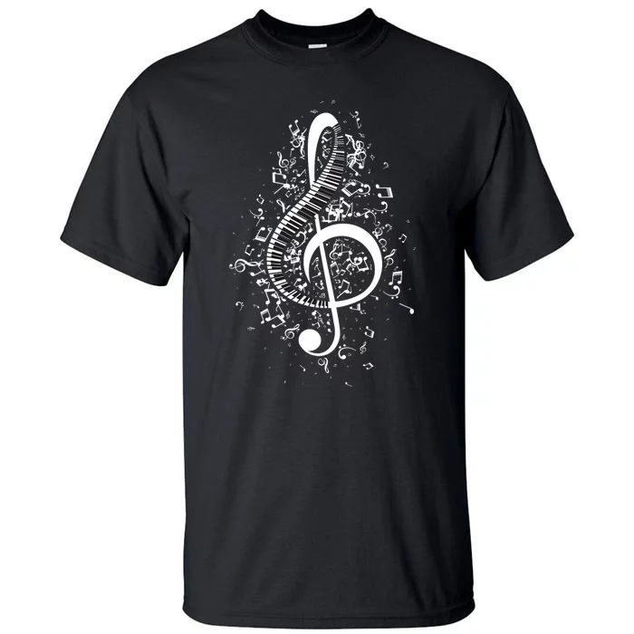 Treble Clef Keys Piano Player Pianist Classical Music Tall T-Shirt