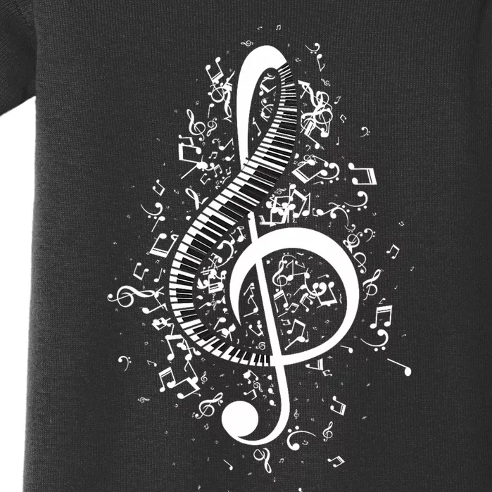 Treble Clef Keys Piano Player Pianist Classical Music Baby Bodysuit