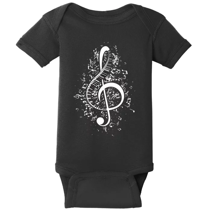 Treble Clef Keys Piano Player Pianist Classical Music Baby Bodysuit