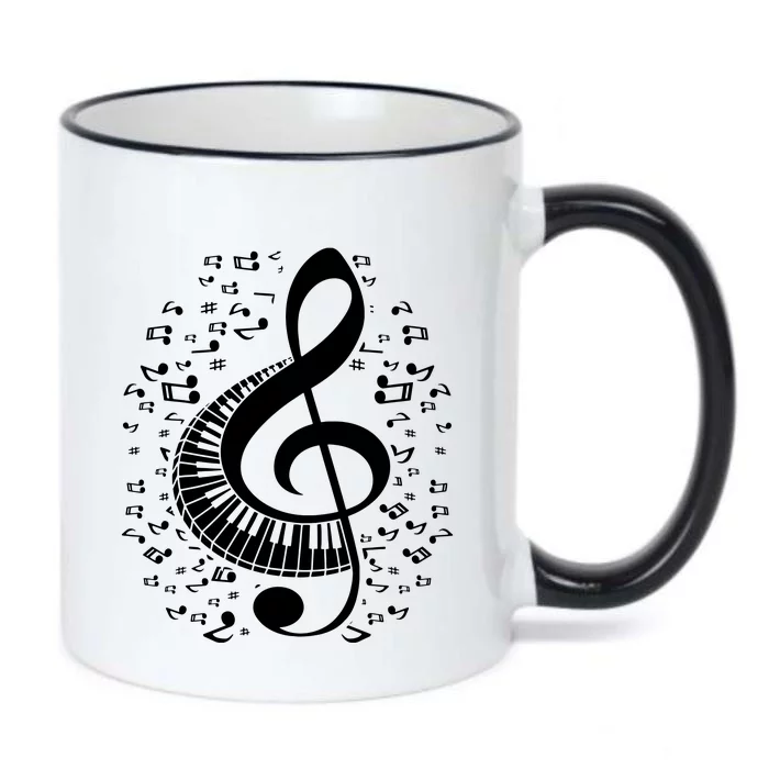 Treble Clef Keyboard Classical Music Notes Pianist Piano Black Color Changing Mug