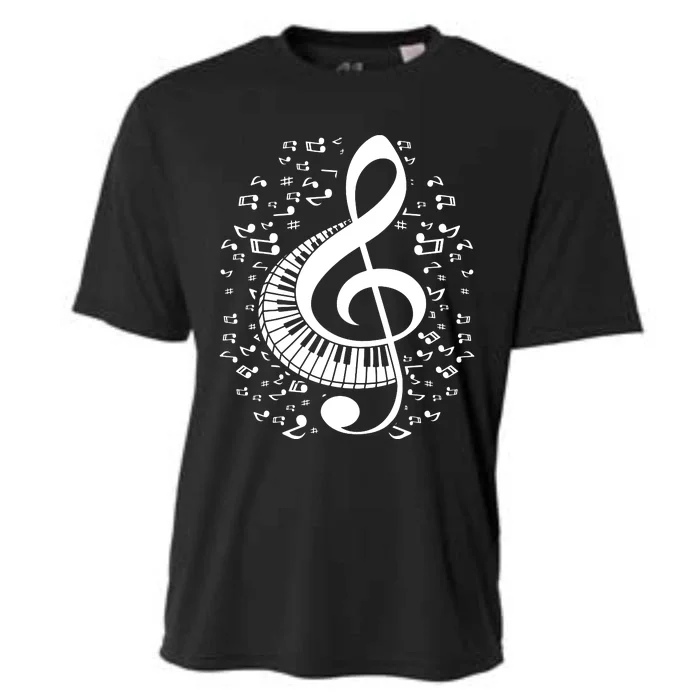 Treble Clef Keyboard Classical Music Notes Pianist Piano Cooling Performance Crew T-Shirt