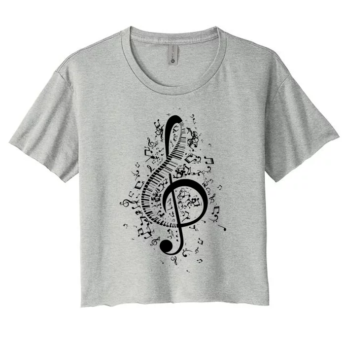 Treble Clef Keys Piano Player Pianist Classical Music Women's Crop Top Tee