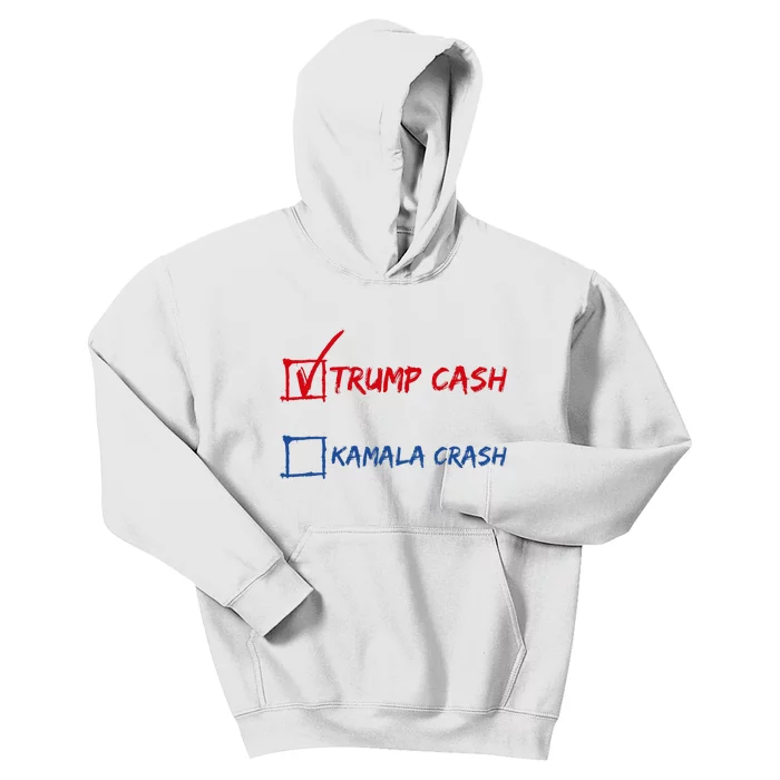 Trump Cash Kamala Crash Donald Trump 2024 Kids Hoodie