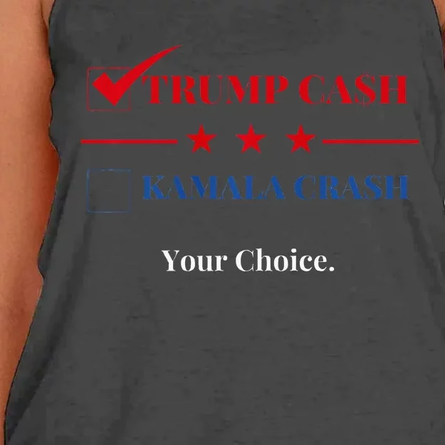 Trump Cash Kamala Crash Donald Trump 2024 For President Women's Knotted Racerback Tank