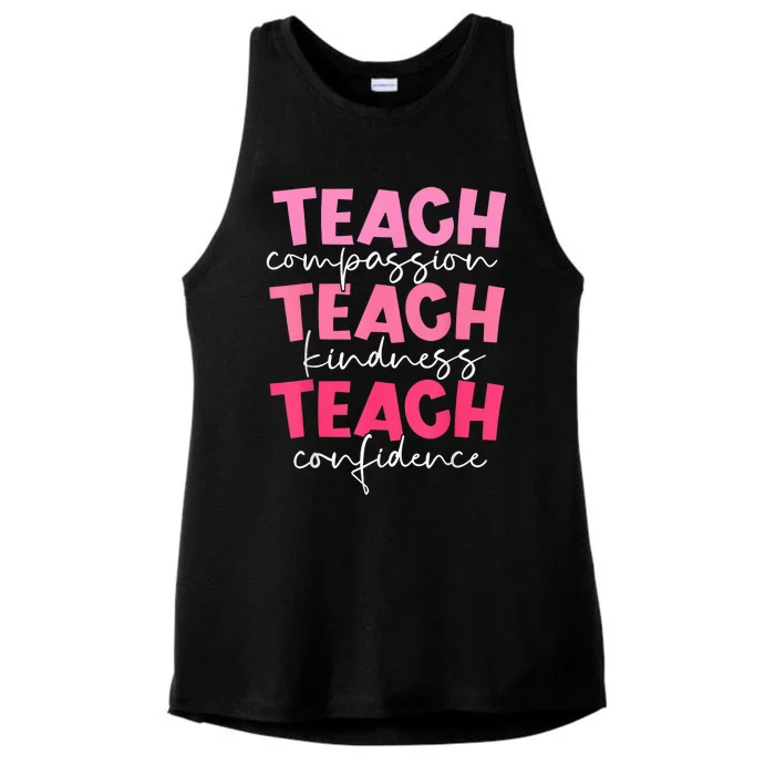 Teach Compassion Kindness Confidence Teacher Back To School Ladies Tri-Blend Wicking Tank