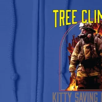 Tree Climbing Kitty Saving Fire Firefighter Fire Rescue Gift Full Zip Hoodie