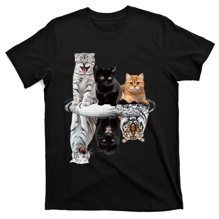 Three Cats Kittens Reflection Tiger Leopard T-Shirt