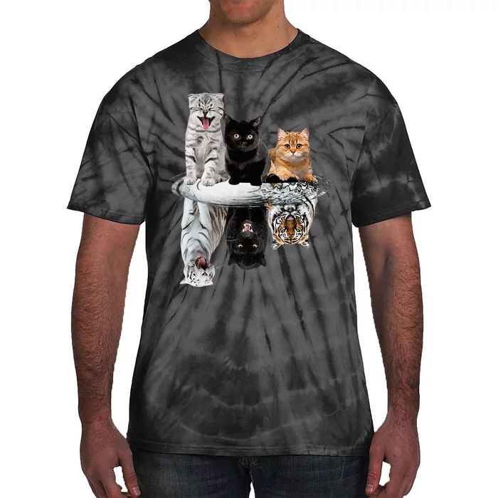 Three Cats Kittens Reflection Tiger Leopard Tie-Dye T-Shirt