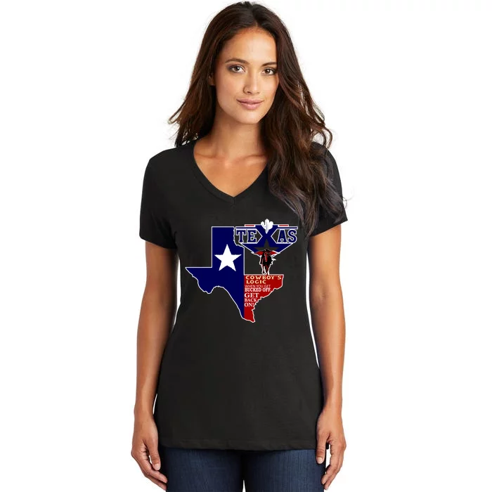 Texas Cowboy Logic Women's V-Neck T-Shirt