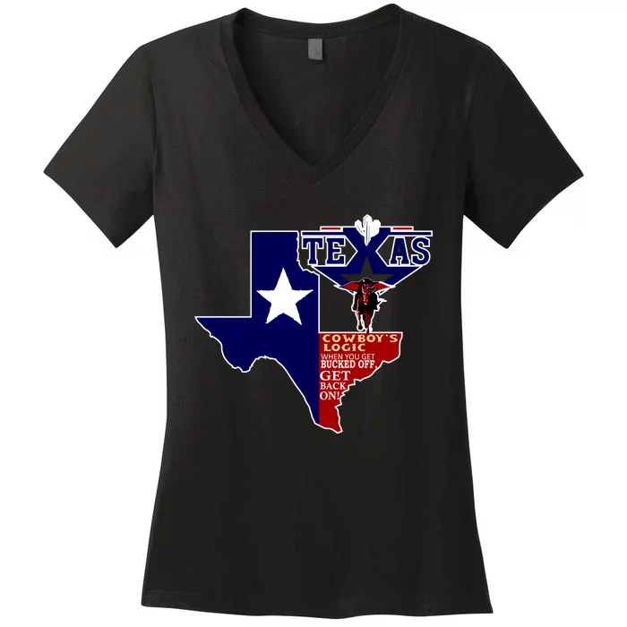 Texas Cowboy Logic Women's V-Neck T-Shirt