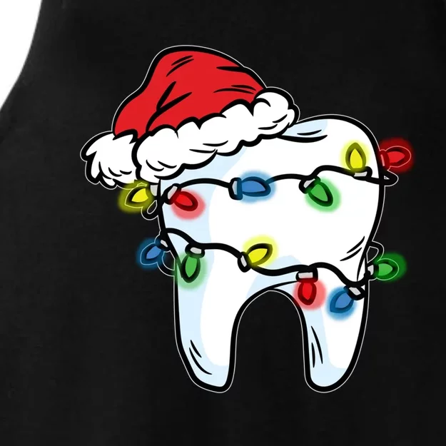 Tooth Christmas Light Santa Hat Dentist Dental Hygienist Funny Gift Ladies Tri-Blend Wicking Tank