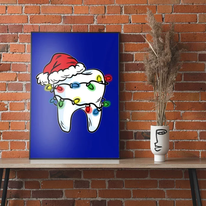 Tooth Christmas Light Santa Hat Dentist Dental Hygienist Funny Gift Poster