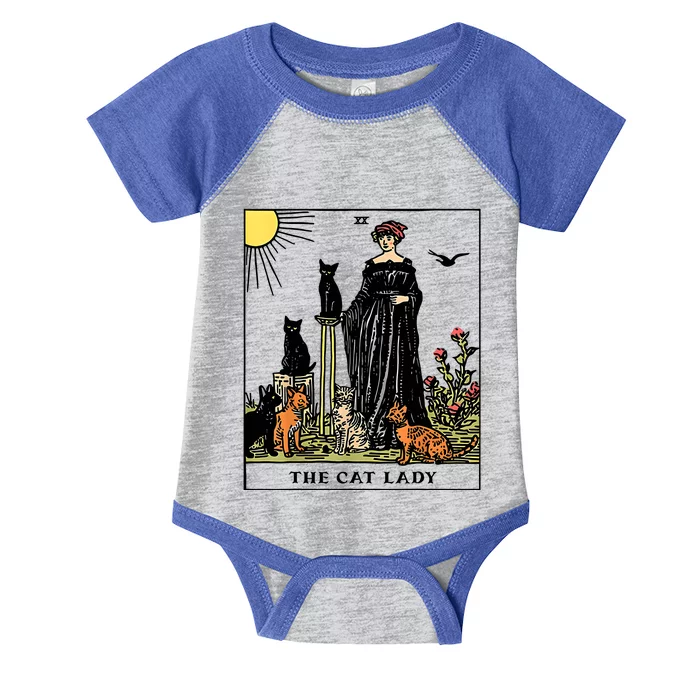 The Cat Lady Tarot Card Vintage Gothic Women Cat Mom Infant Baby Jersey Bodysuit