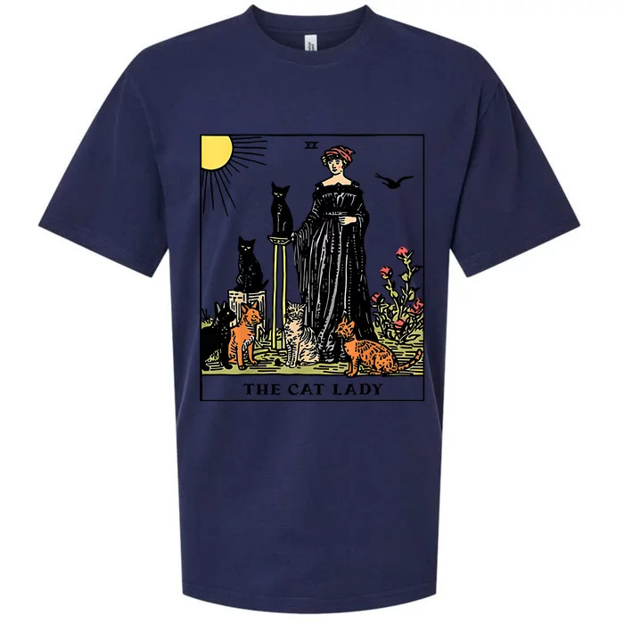 The Cat Lady Tarot Card Vintage Gothic Women Cat Mom Sueded Cloud Jersey T-Shirt