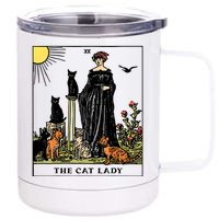 The Cat Lady Tarot Card Vintage Gothic Women Cat Mom 12 oz Stainless Steel Tumbler Cup