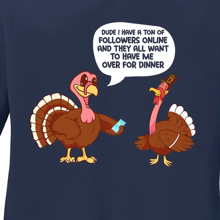 Thanksgiving Cute Lil Turkey Boys Thanksgiving Ladies Long Sleeve Shirt