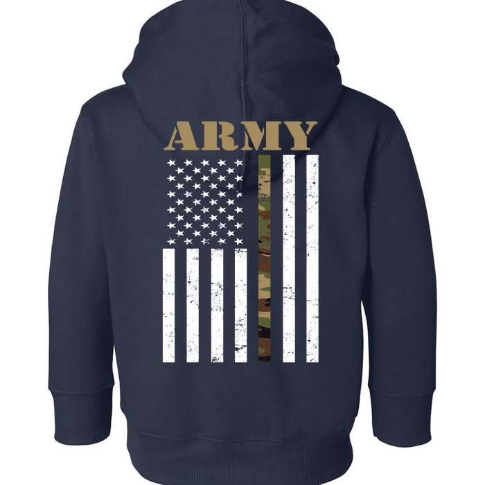 Thin Camo Line United States Army Flag Back Print Front & Back Toddler Hoodie