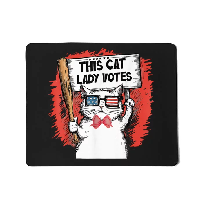 This Cat Lady Votes President Election Vote Cute Cat Kamala President 2024 Mousepad