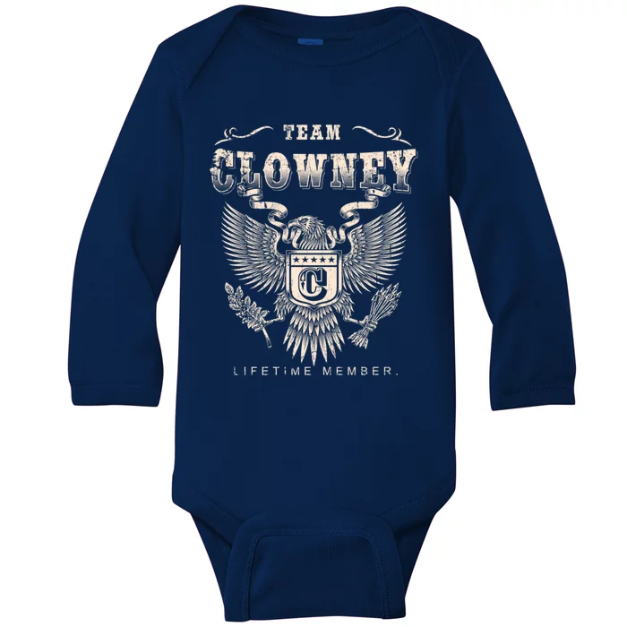 Team Clowney Lifetime Member Clowney Name Gift Baby Long Sleeve Bodysuit