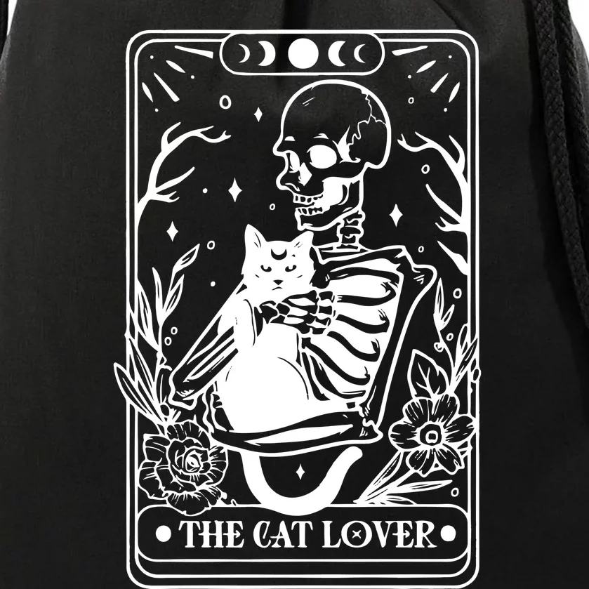 The Cat Lover Tarot Card Black Cat Skeleton Tarot Card Drawstring Bag