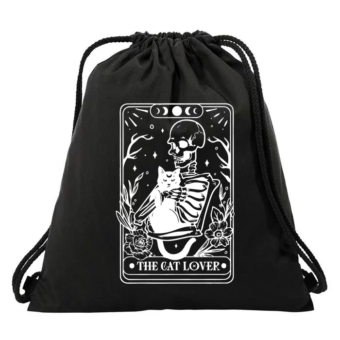 The Cat Lover Tarot Card Black Cat Skeleton Tarot Card Drawstring Bag