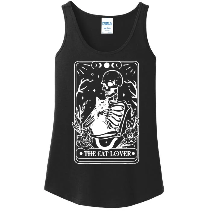 The Cat Lover Tarot Card Black Cat Skeleton Tarot Card Ladies Essential Tank