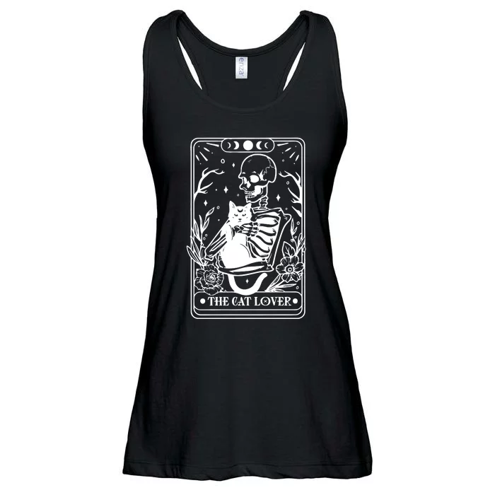 The Cat Lover Tarot Card Black Cat Skeleton Tarot Card Ladies Essential Flowy Tank