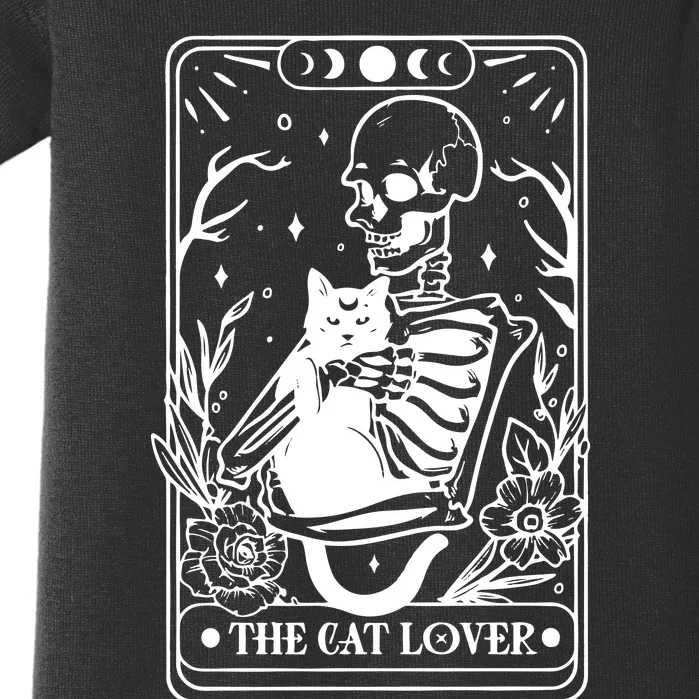 The Cat Lover Tarot Card Black Cat Skeleton Tarot Card Baby Bodysuit