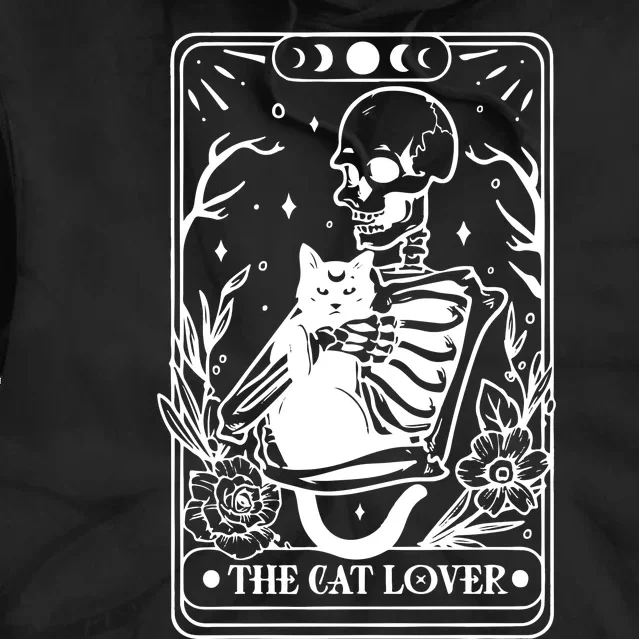 The Cat Lover Tarot Card Black Cat Skeleton Tarot Card Tie Dye Hoodie