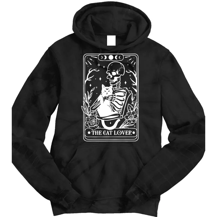 The Cat Lover Tarot Card Black Cat Skeleton Tarot Card Tie Dye Hoodie