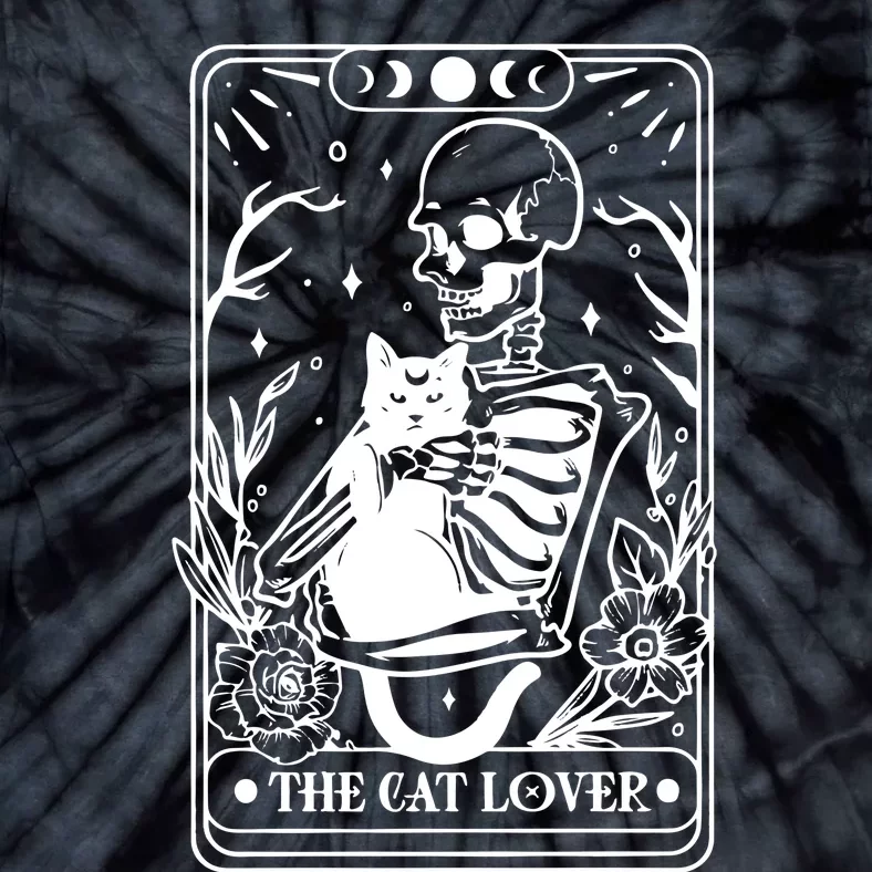 The Cat Lover Tarot Card Black Cat Skeleton Tarot Card Tie-Dye T-Shirt