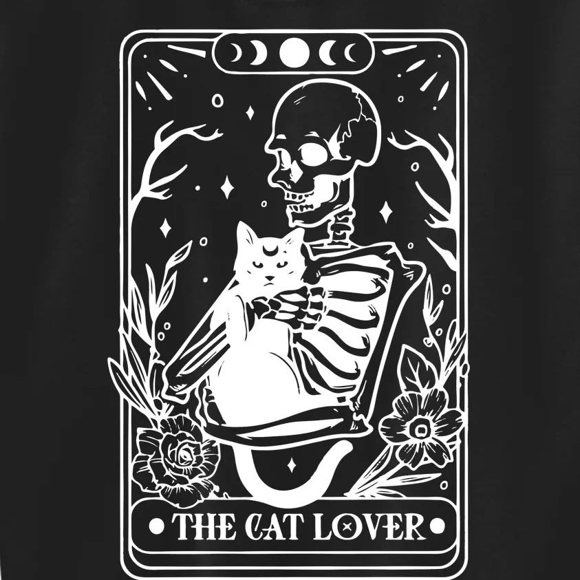 The Cat Lover Tarot Card Black Cat Skeleton Tarot Card Kids Sweatshirt