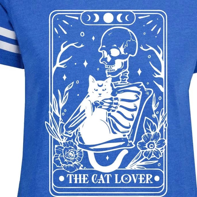 The Cat Lover Tarot Card Black Cat Skeleton Tarot Card Enza Ladies Jersey Football T-Shirt