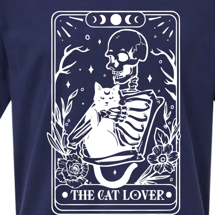 The Cat Lover Tarot Card Black Cat Skeleton Tarot Card Sueded Cloud Jersey T-Shirt