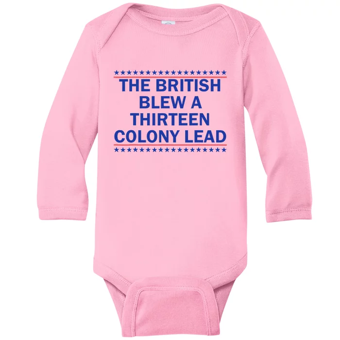 Thirteen Colony Lead Funny 4th Of July Design Baby Long Sleeve Bodysuit