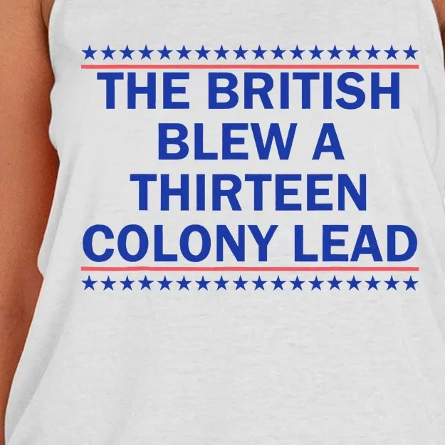 Thirteen Colony Lead Funny 4th Of July Design Women's Knotted Racerback Tank