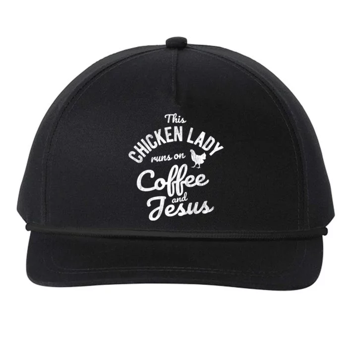 This Chicken Lady Runs On Coffee And Jesus Chicken Snapback Five-Panel Rope Hat