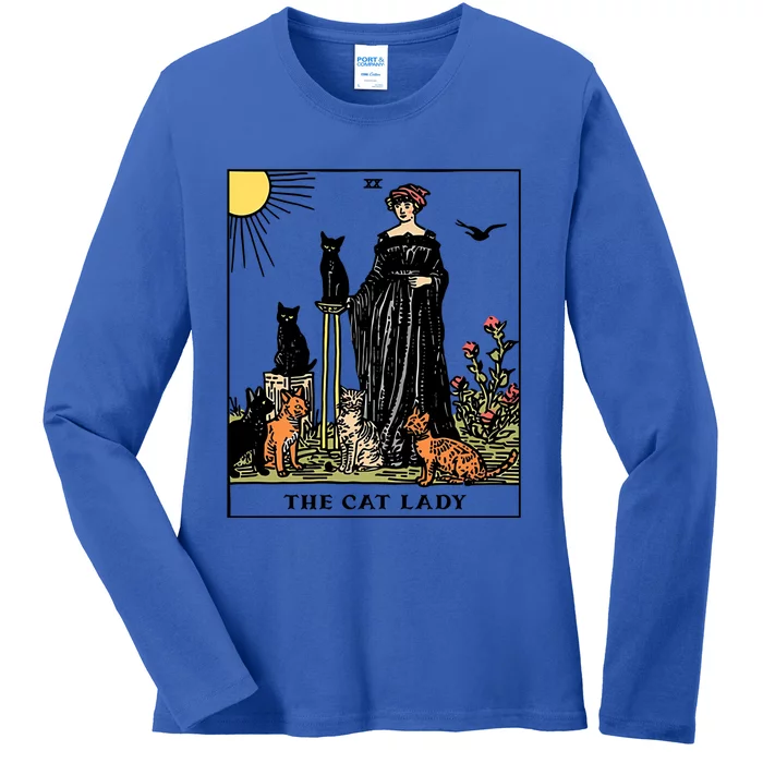 The Cat Lady Tarot Card Vintage Gothic Cat Mom Gift Ladies Long Sleeve Shirt