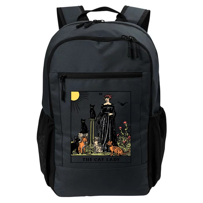 The Cat Lady Tarot Card Vintage Gothic Cat Mom Gift Daily Commute Backpack