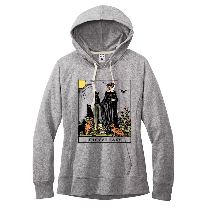 The Cat Lady Tarot Card Vintage Gothic Cat Mom Gift Women's Fleece Hoodie